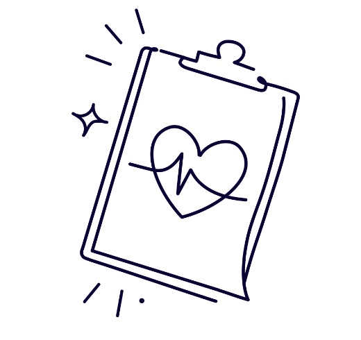sketch of a heart drawn on a clipboard