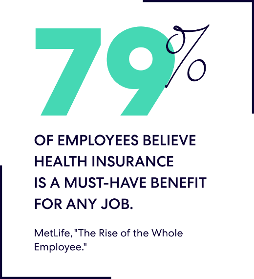 79% of employees believe health insurance is a must-have benefit for any job.