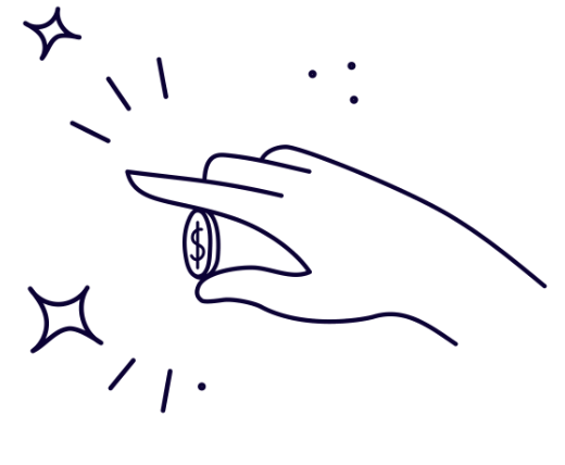 drawn hand holding a coin