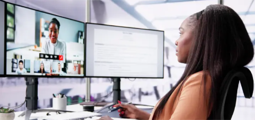 a woman using a computer