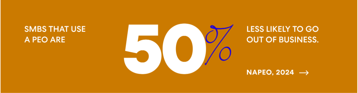 SMBs that use a PEO are 50% less likely to go out of business.