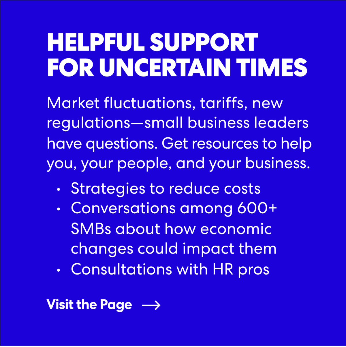 Helpful Support for Uncertain Times