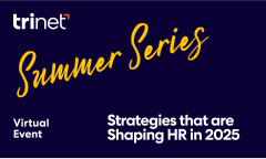 Banner with text that reads: 'Summer Series – Virtual Event: Strategies that are Shaping HR in 2025' on a dark blue background.