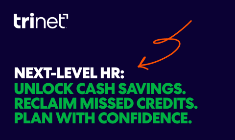 Banner with text that reads: 'Next-Level HR: Unlock Cash Savings. Reclaim Missed Credits. Plan with Confidence' on a dark blue background.