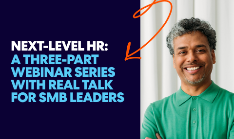 Promotional graphic for 'Next-Level HR: A Three-Part Webinar Series with Real Talk for SMB Leaders.'