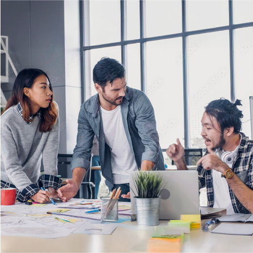 a group of people discussing something