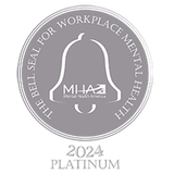 Platinum Bell Seal for Workplace Mental Health by Mental Health America (MHA) 2024 & 2025